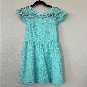 The Children's Place turquoise Fit and Flare Dress with Flutter Cap Sleeves